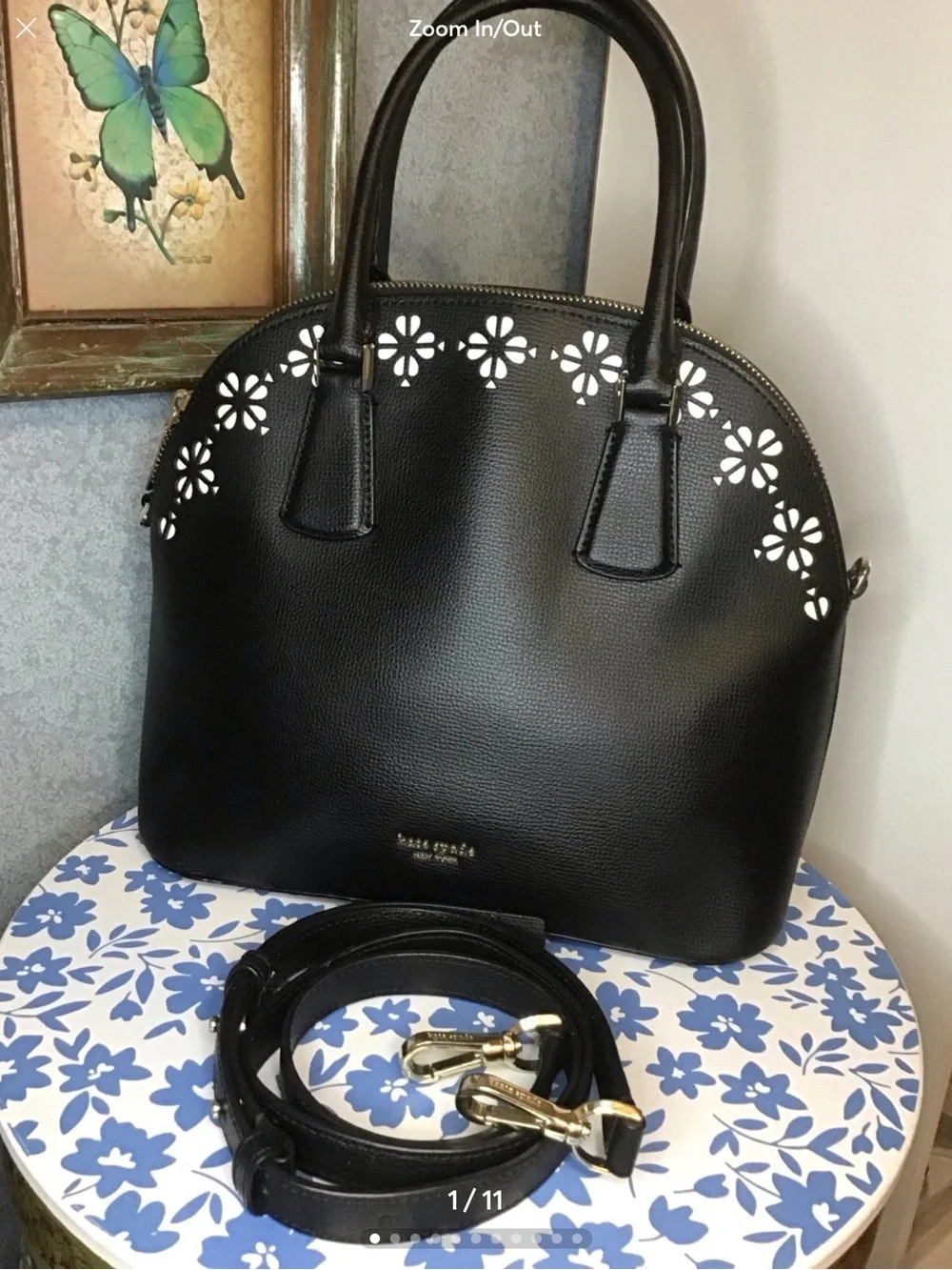 Kate spade Sylvia Lrg domed satchel perforated floral eyelet design